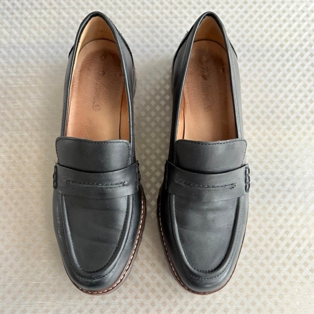 Madewell Black The Corrine Leather Lugsole Loafers Women's Size 8 - Picture 2 of 9